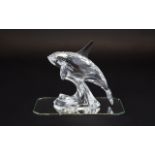 Swarovski Cut Crystal Silver Figure South Sea Collection Orca Killer Whale. Designer Michael Stamey.
