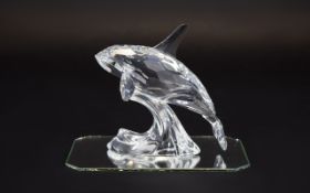 Swarovski Cut Crystal Silver Figure South Sea Collection Orca Killer Whale. Designer Michael Stamey.
