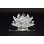Swarovski Cut Crystal Large Water Lily Candle Holder made for the USA market. Designer MAx Schreck