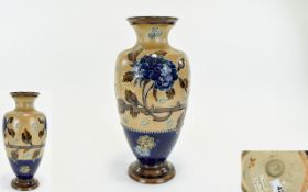 Royal Doulton and Slater Fine and Impressive Tall Vase, with Applied Floral Decoration to a Chine