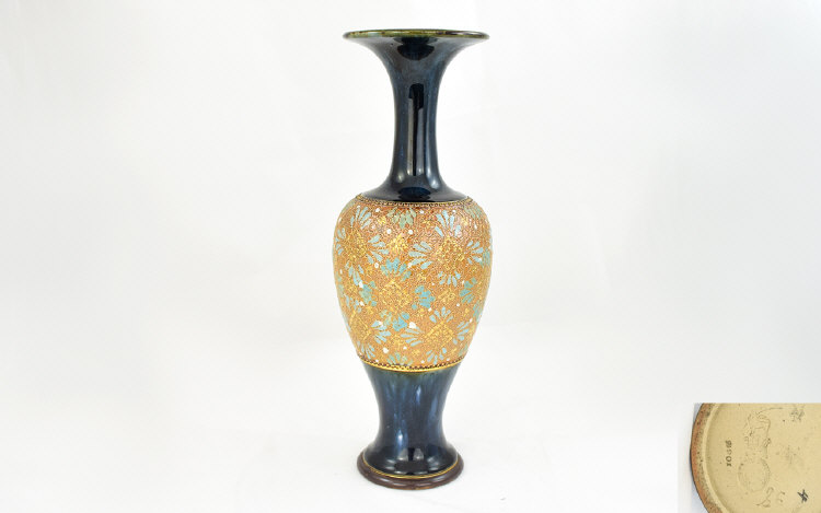Royal Doulton Chine Ware Tall Vase. c.1900. Impressed Marks to Underside of Vase. Shape 3901, Stands