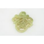 Antique - Chinese Celadon Jade Amulet. 27 grams. 2.25 Inches High.