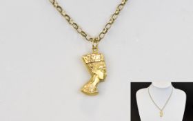 A High Ct Gold Egyptian Pendant and attached 9ct gold belcher chain. Fully hallmarked 5.3 grams 17