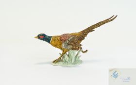 1970's Goebel Pheasant CV120 Wild Game Bird Figurine, Matt Finish, Length 9 Inches