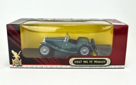 One Diecast Metal Deluxe Edition 1947 Green MG TC Midget. Part of the Road Signature Collection.