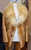 Vintage Fox Fur Jacket Hip length ladies jacket with statement fox fur shawl collar, side seam