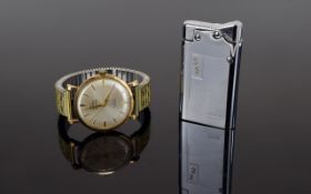 Gents Helvetia Wristwatch, Silvered Dial, Baton Numerals, Manual Wind Movement, 9ct Gold case.