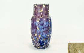 Royal Doulton Tube lined Vase, Designer Eliza Stock. c.1900 - 1910. Royal Doulton Impressed Marks to