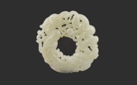 Antique Period Carved Chinese White Jade Foreigner Pendant of Very Fine Quality. From a Private