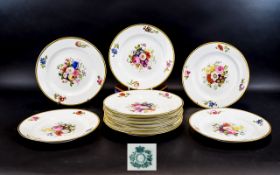 Copeland & Garrett (Spode) Collection Of Twelve 19thC Cabinet Plates, Deutsche Blumen Decoration,