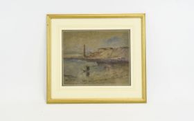 Hugh Boycott Brown (attributed) Coastal Scene Pastel on grey paper, initialled 9 by 11.25 inches.