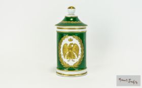 French First Empire Period 1804 - 1815 Green with Gold Painted Imperial Eagle Pot with Cover. Script