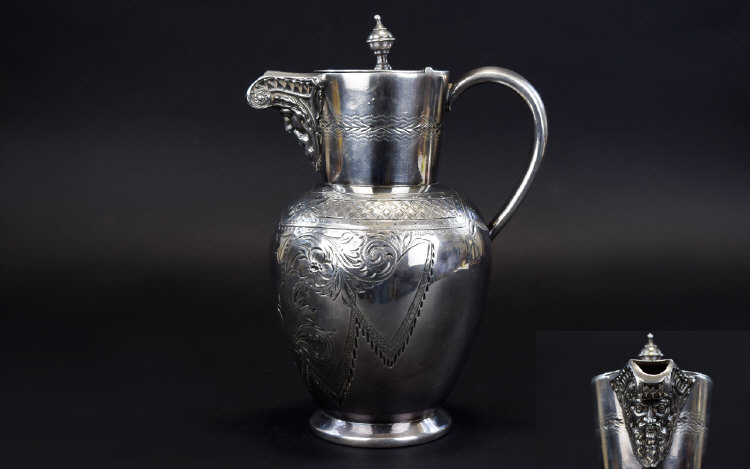 A Silver Plated Water Jug/Carafe Late 19