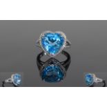 14ct White Gold Diamond Topaz Ring, Set