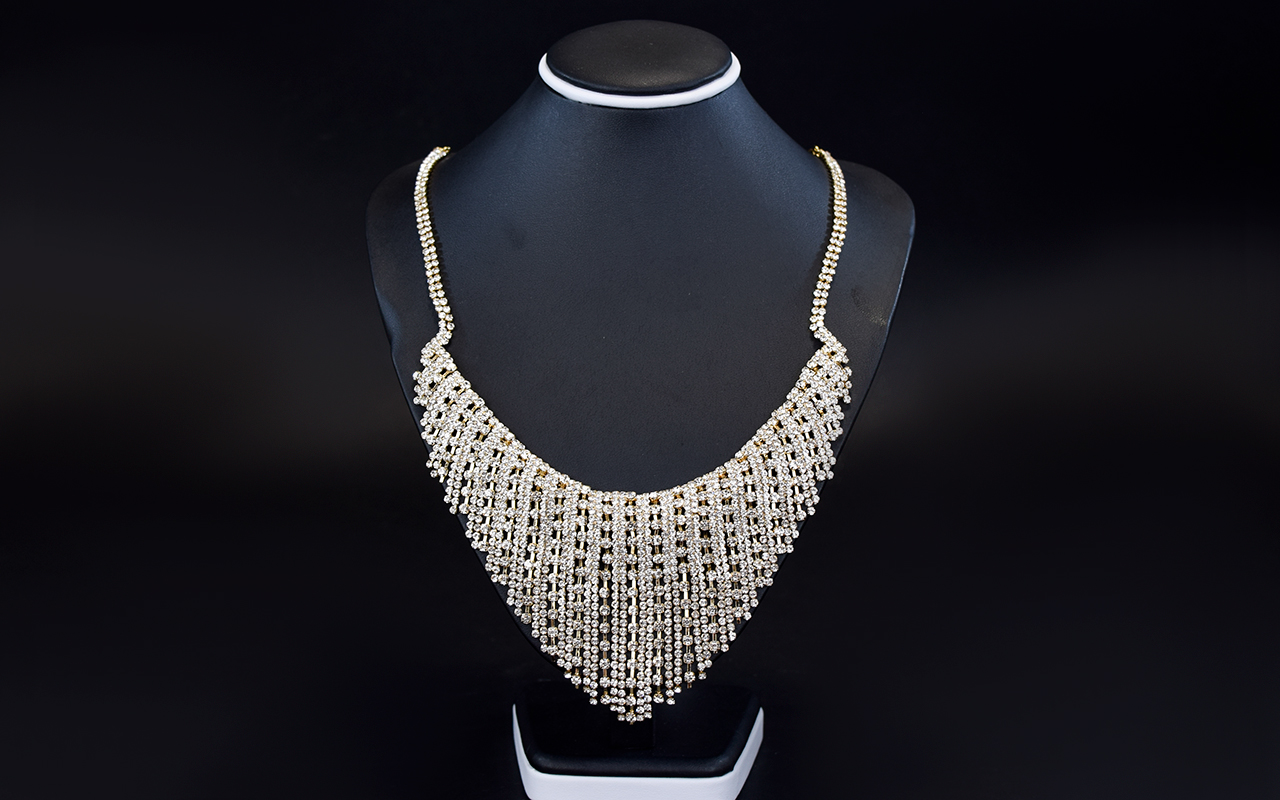 White Crystal Waterfall Necklace, the ce - Image 2 of 2