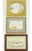 A Collection Of Framed Watercolours Thre
