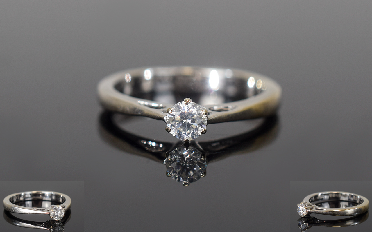 18ct Gold Diamond Solitaire Ring, Set Wi - Image 2 of 2