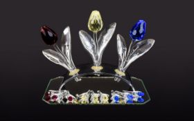 Three Swarovski Display Tulips 1. Yellow