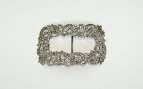 Large White Metal Cast Buckle, Of Floral