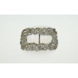 Large White Metal Cast Buckle, Of Floral