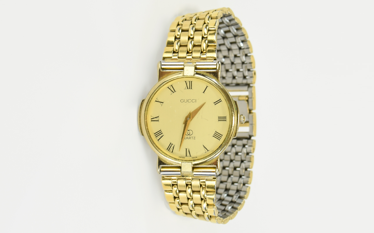 Gucci - Vintage Gold Plated and Steel Qu