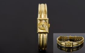 Ladies - Swiss Made 14ct Gold Mechanical Bracelet Watch, From The 1970's.
