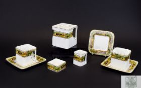 Art Deco Foley China The Cube Dicken's Days Tea for 2 Breakfast Set 1922 comprising English Square