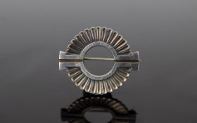 Georg Jensen Sterling Silver Studio Art Brooch Interesting textured interrupted circle design.