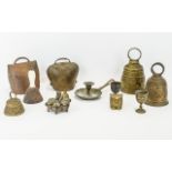 Collection Of Metalware Comprising Cow Bells,