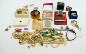 Collection Of Costume Jewellery, Oddments And Collectables, Comprising Beads, Brooch,