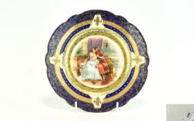 Decorative Viennese Cabinet Plate Antique plate with central classical scene depicting two lovers