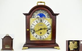 Modern Chiming Mantel Clock, Silver Chapter Dial,