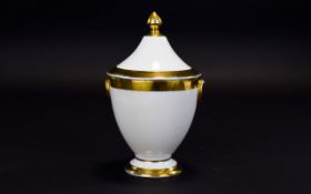 French First Empire 1804 - 1815 Period Sevres Style White and Gold Sugar Bowl with Lid.