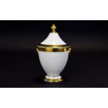 French First Empire 1804 - 1815 Period Sevres Style White and Gold Sugar Bowl with Lid.