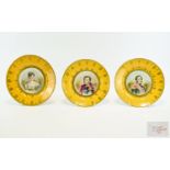 Sevres Style ( Copies ) 19th Century Trio of Porcelain Cabinet Plates with Hand Painted Portraits (