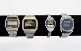 A Collection of 1970's Solar / Digital Steel Watches.