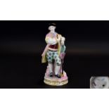 Meissen Style Figure of a Gentleman Gardener or Archeologist, shown well dressed,