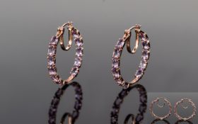 Rose de France Amethyst Large Hoop Earrings,