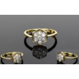 Ladies - Vintage 18ct Gold Set Diamond Cluster Ring.