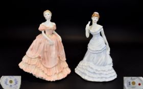 Coalport Ladies of Fashion Hand Painted Porcelain Figurines ( 2 ) Two In Total. Comprises 1/ Louisa.