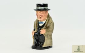 Royal Doulton Large Toby Jug ' Winston Churchill ' D6171. Designer Harry Fenton. Height 9 Inches.