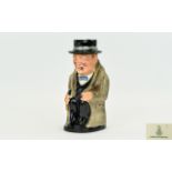 Royal Doulton Large Toby Jug ' Winston Churchill ' D6171. Designer Harry Fenton. Height 9 Inches.