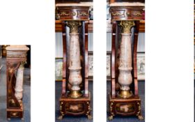 A Grand and Impressive Pair of Heavy Mid 20th Century - Ormolu Mounted Mahogany Display Pedestals