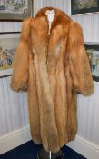 Vintage Full Length Red Fox Coat Ladies 1970's 18 pelt super plush fox fur coat with exaggerated