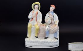 Staffordshire 19th Century Figure Group of Tam O'Shanter and His Friend Souter Johnnie.