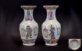 Chinese Superb 18th / 19th Century Hand Painted Vase. Decorated with Figures In Painted Enamel.