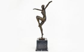 A Large and Impressive Reproduction Bronze Figure / Sculpture of ' The Dancer ' by D.H.