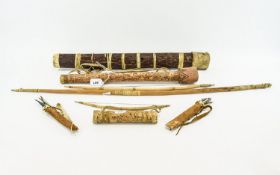A Collection Of Bushman's Tools A varied collection of traditional bushman's hunting devices to