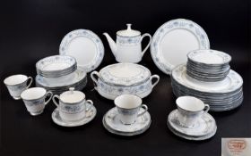 Noritake 'Blue Hill' Part Dinner Service to include 10 dinner plates, 8 dessert plates, cups,