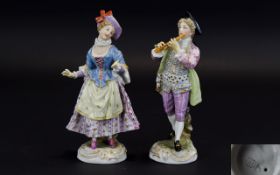 Kronenburg / Louisburg Pair of Hand Painted 18th / 19th Century German Porcelain Figures of Fine
